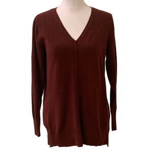Old Navy Women's Burgundy Maroon Red Long Sleeve V-neck Sweater, Size Medium